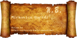 Mirkovics Bartó névjegykártya